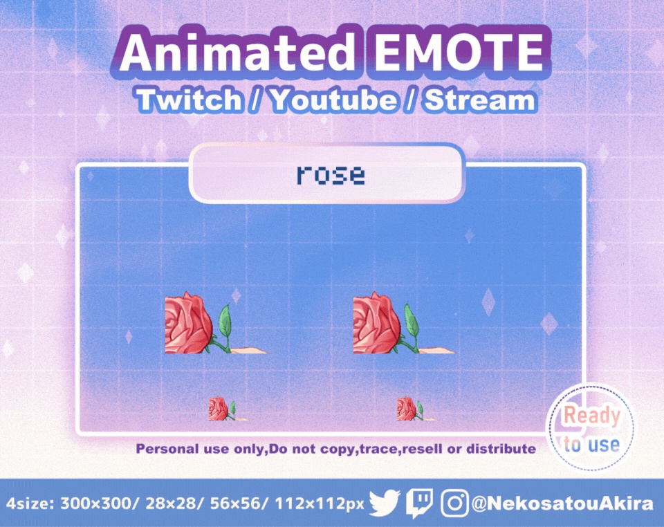 「ROSEアニメーションスタンプ」Twitch animated emote /discord stamp / Cute badge / Kawaii / Streamer