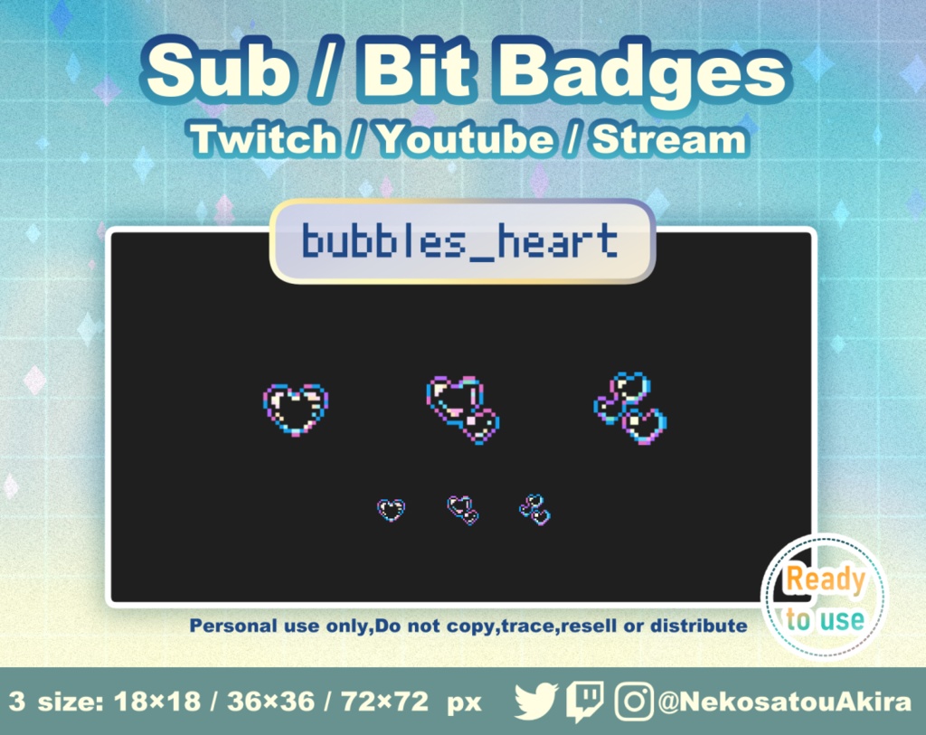 ドット絵「あわ」バッジ Twitch Sub Badges x15 - Bit Badges / Pixel Art / Cute sub badges / Kawaii / Streamer