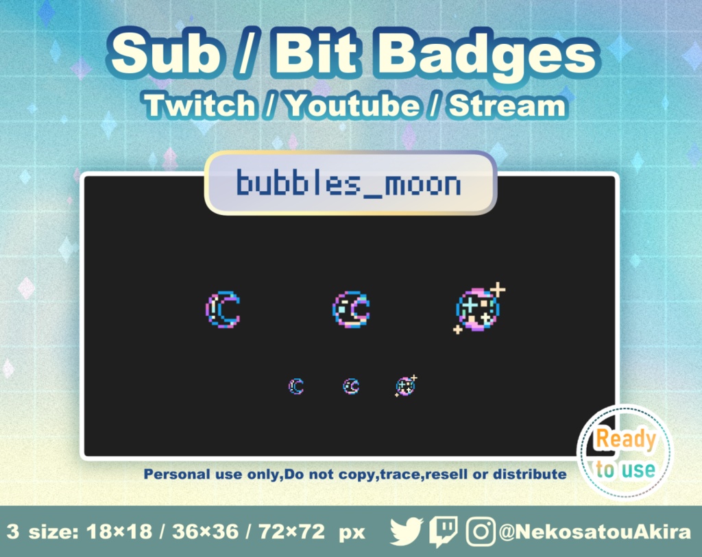 ドット絵「あわ」バッジ Twitch Sub Badges x15 - Bit Badges / Pixel Art / Cute sub badges / Kawaii / Streamer