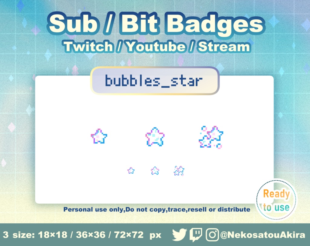 ドット絵「あわ」バッジ Twitch Sub Badges x15 - Bit Badges / Pixel Art / Cute sub badges / Kawaii / Streamer