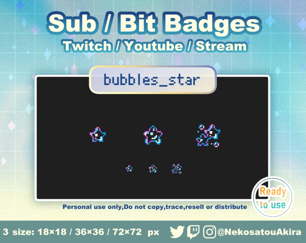 ドット絵「あわ」バッジ Twitch Sub Badges x15 - Bit Badges / Pixel Art / Cute sub badges / Kawaii / Streamer