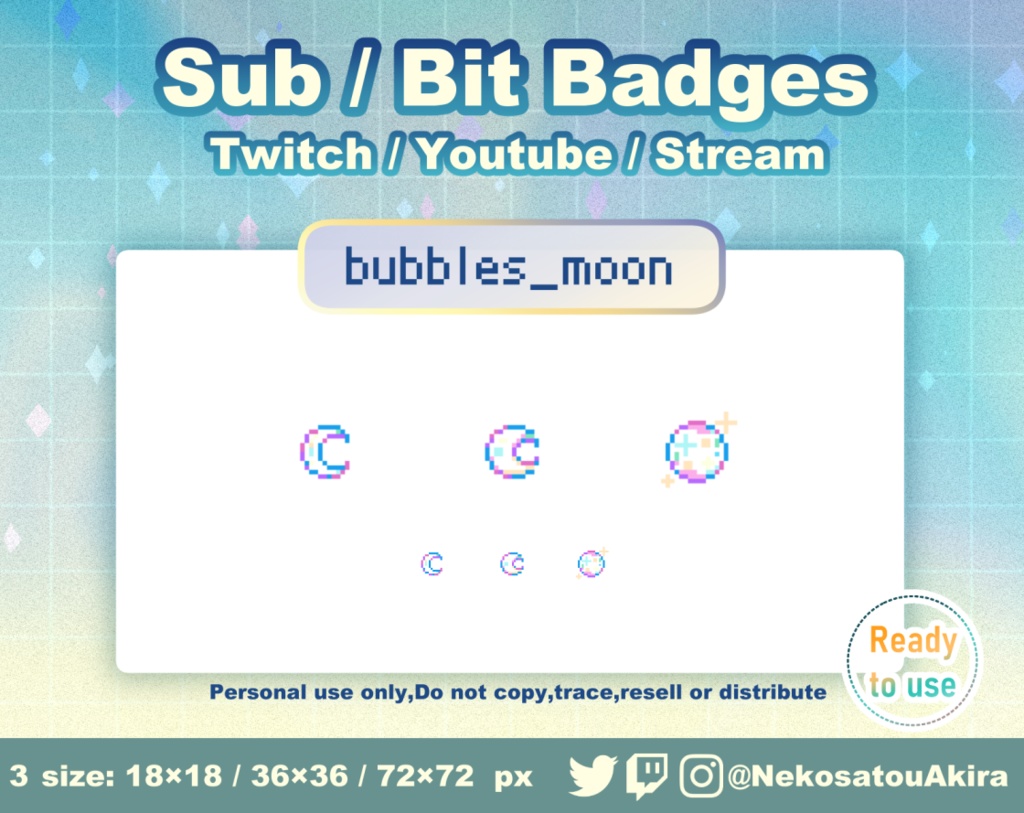 ドット絵「あわ」バッジ Twitch Sub Badges x15 - Bit Badges / Pixel Art / Cute sub badges / Kawaii / Streamer