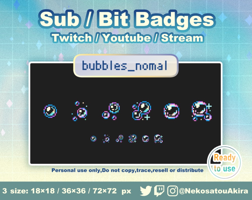 ドット絵「あわ」バッジ Twitch Sub Badges x15 - Bit Badges / Pixel Art / Cute sub badges / Kawaii / Streamer