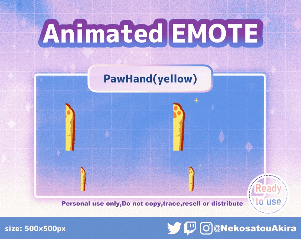 「Paw Wave_yelow」アニメーションスタンプ Animated Emote x4 - discord / Streamer