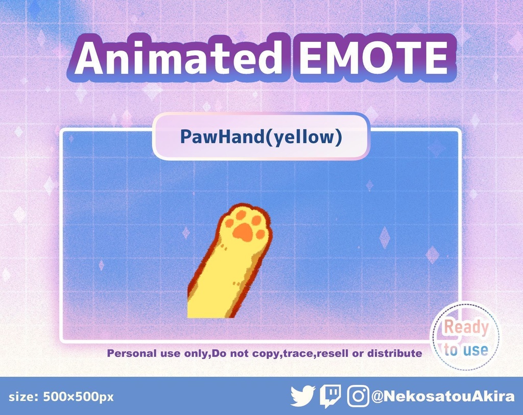 「Paw Wave_yelow」アニメーションスタンプ  Animated Emote x4 - discord / Streamer