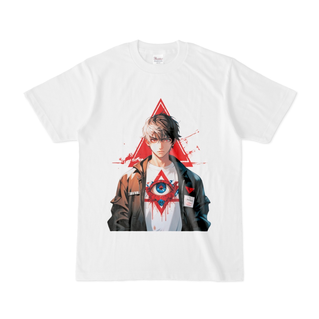 ミステリアスなアニメ男子と第三の目シンボル グラフィックTシャツ