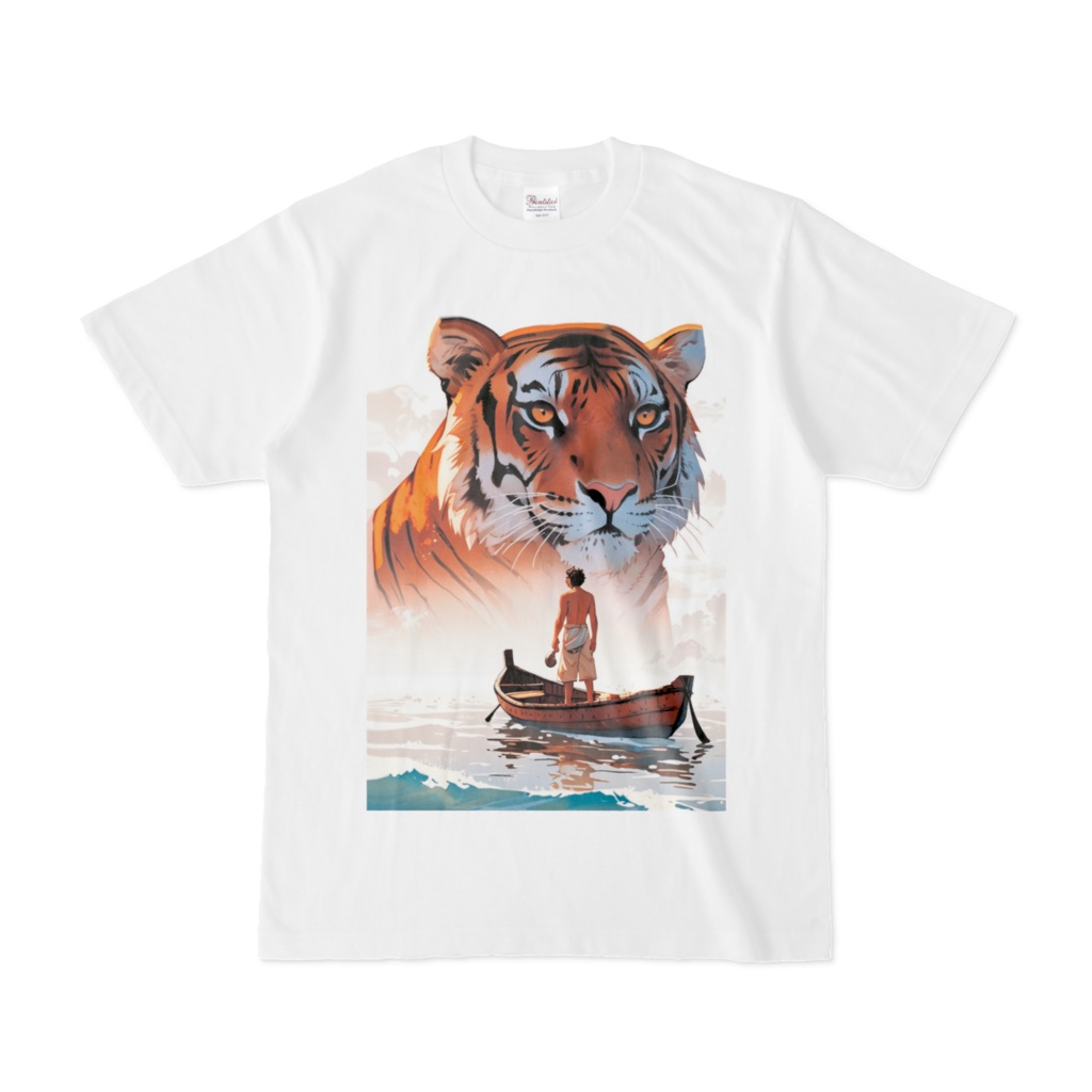 幻想の虎と少年の出会い グラフィックTシャツ