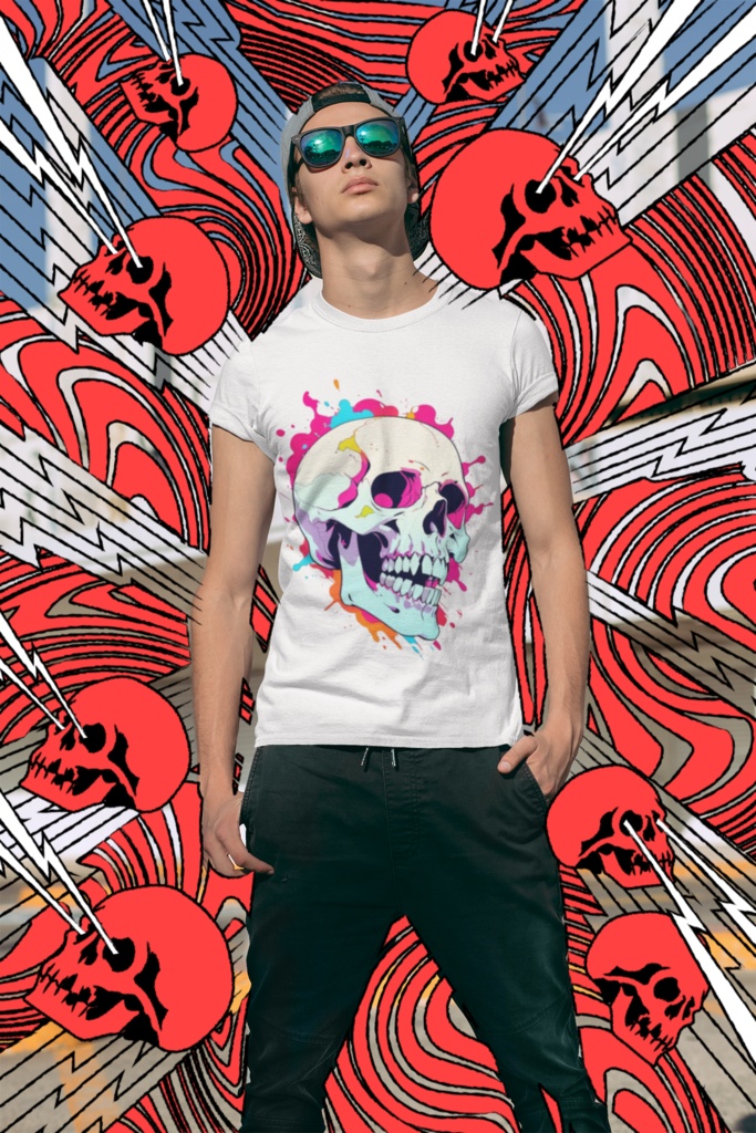 ショートデリバリー スカルスプラッシュ Tシャツ