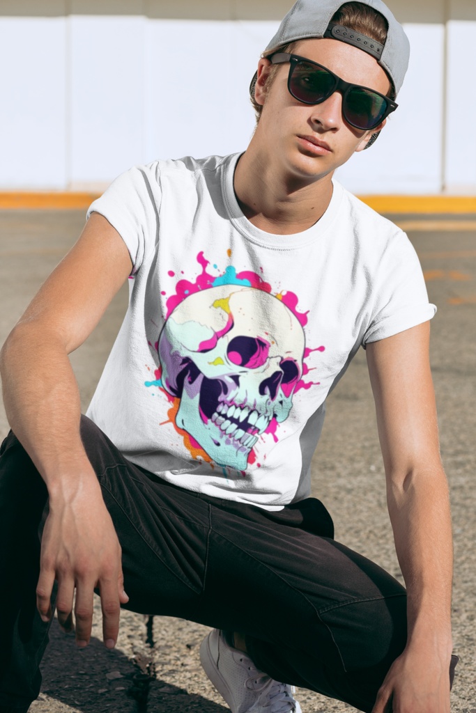 ショートデリバリー スカルスプラッシュ Tシャツ