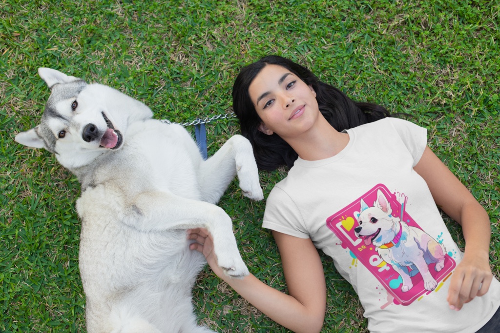 ショートデリバリー ドッグカラフルアート Tシャツ