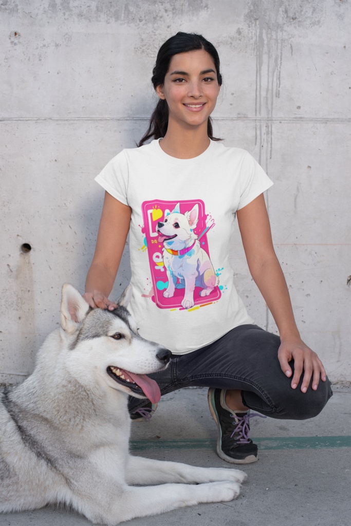 ショートデリバリー ドッグカラフルアート Tシャツ