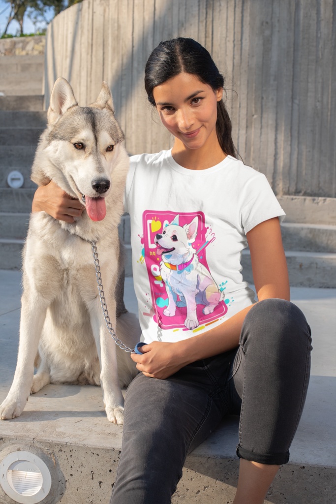 ショートデリバリー ドッグカラフルアート Tシャツ