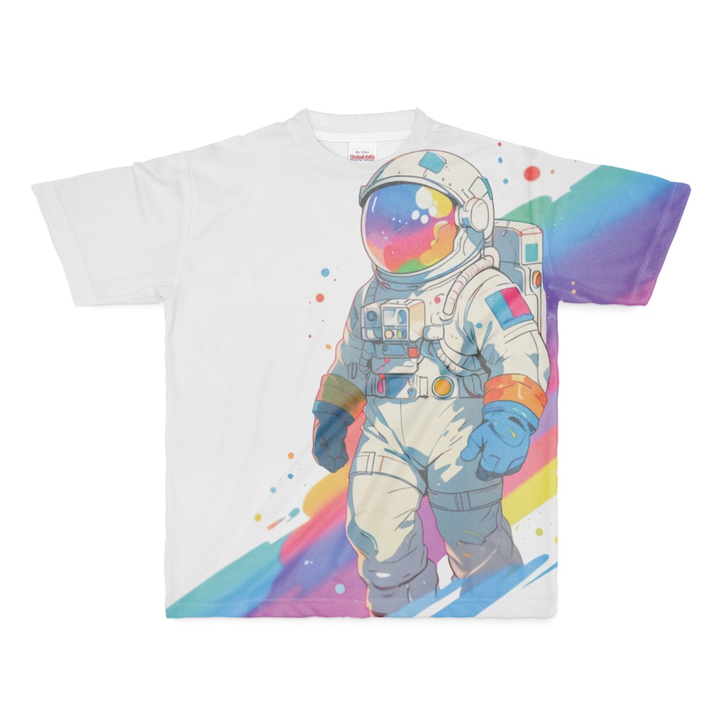 カラフル 宇宙飛行士 オールオーバープリント Tシャツ