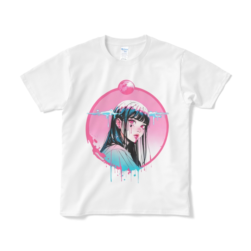 「月と涙の少女」アートTシャツ