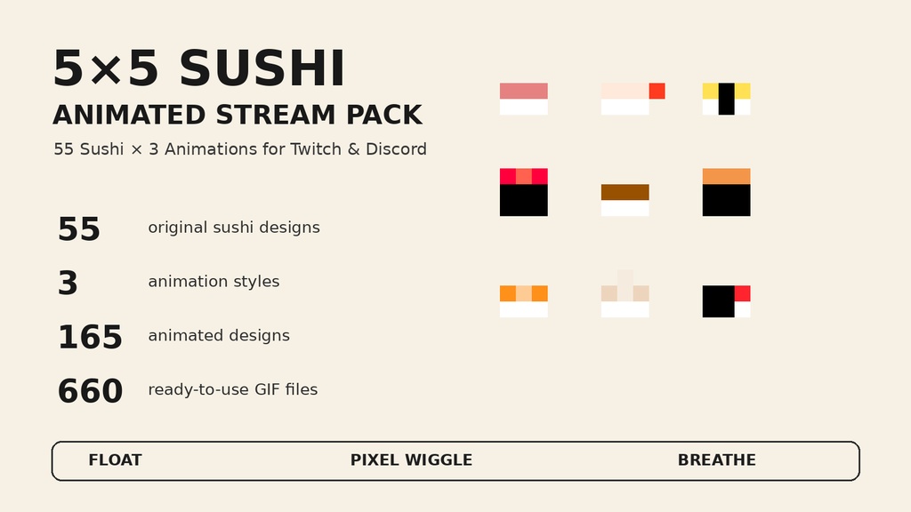 5×5 SUSHI — Animated Stream Pack