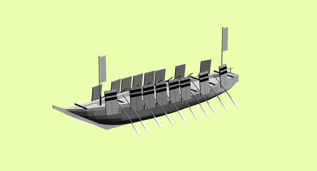 和船・小早船【3Dモデル・クリスタで使用可能・fbxファイル】