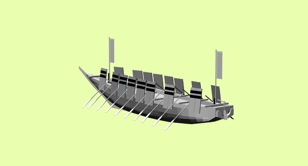 和船・小早船【3Dモデル・クリスタで使用可能・fbxファイル】