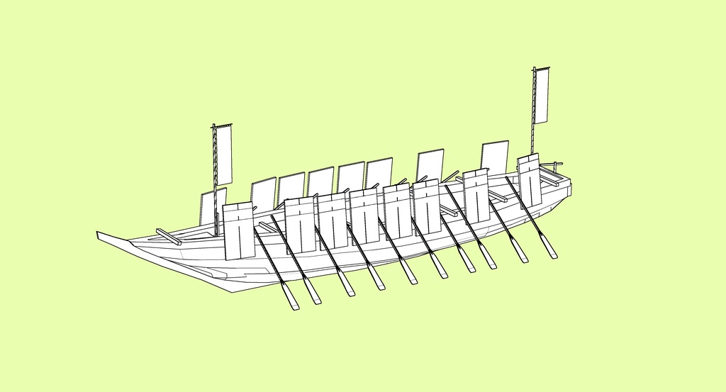 和船・小早船【3Dモデル・クリスタで使用可能・fbxファイル】