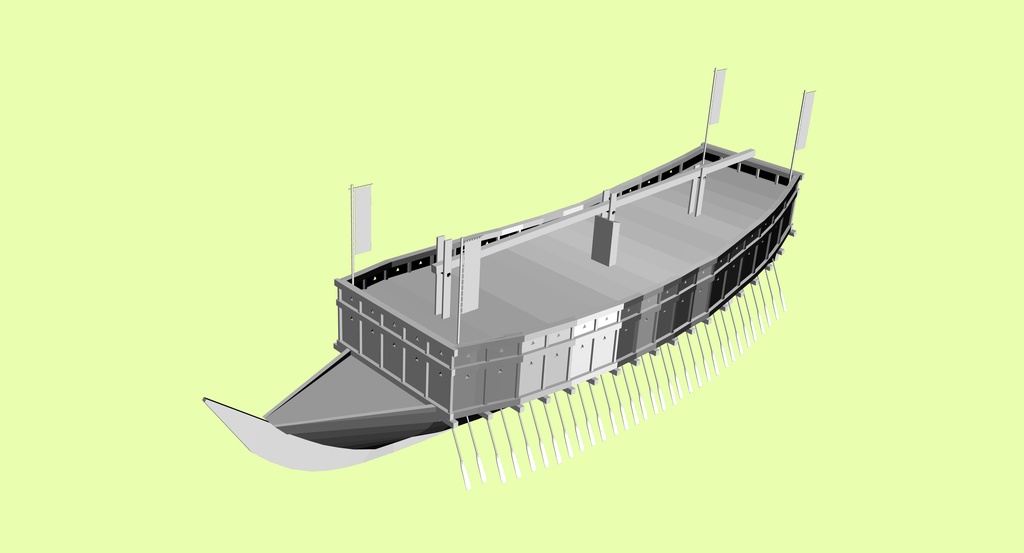 和船・関船【3Dモデル・クリスタで使用可能・fbxファイル】