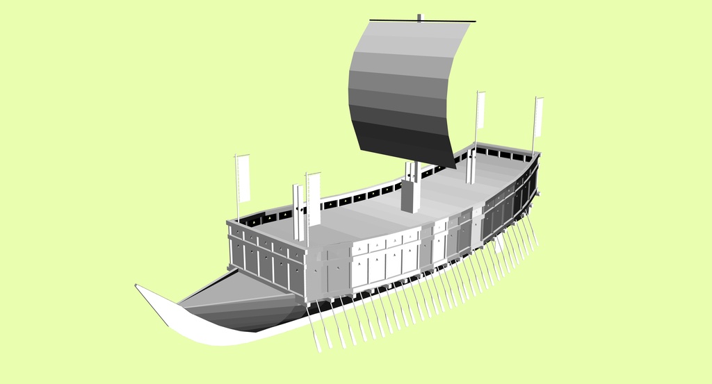 和船・関船【3Dモデル・クリスタで使用可能・fbxファイル】