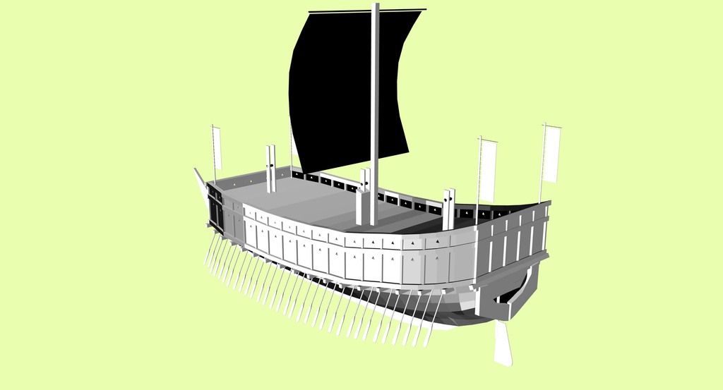 和船・関船【3Dモデル・クリスタで使用可能・fbxファイル】