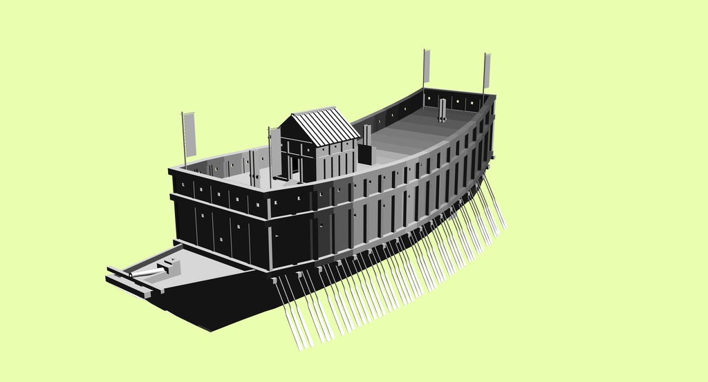 和船・安宅船【3Dモデル・クリスタで使用可能・fbxファイル】