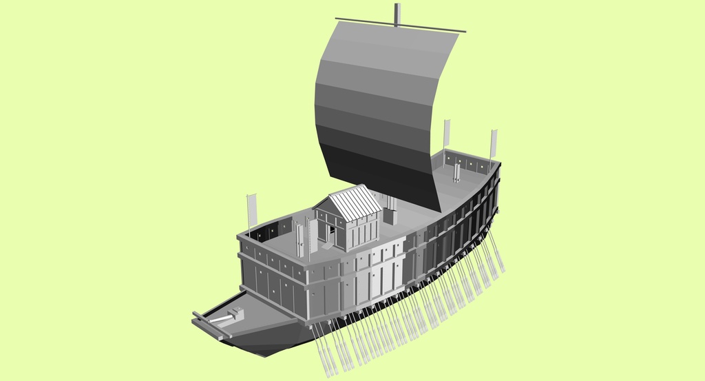 和船・安宅船【3Dモデル・クリスタで使用可能・fbxファイル】