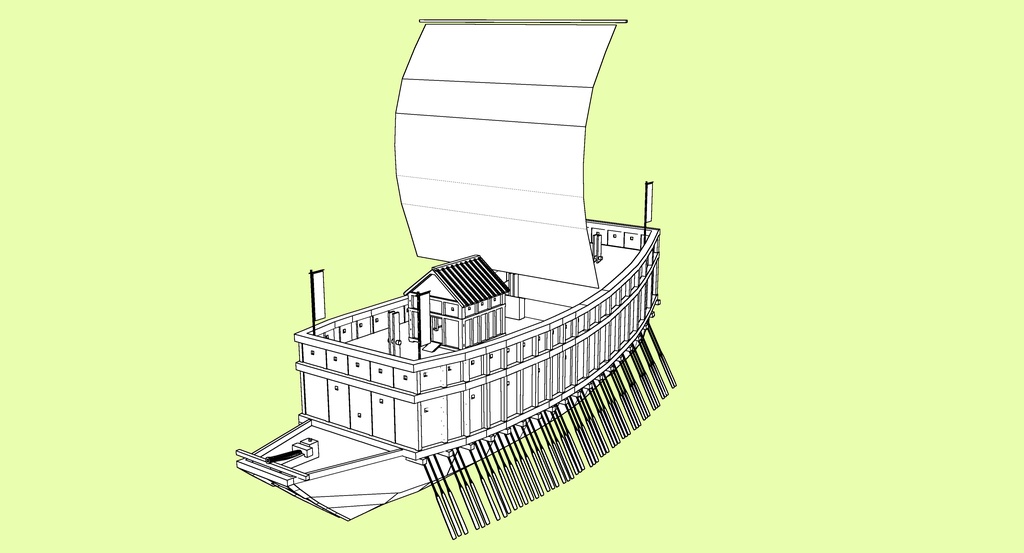 和船・安宅船【3Dモデル・クリスタで使用可能・fbxファイル】