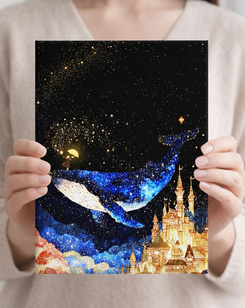 願いを運ぶ星のクジラ│キャンバスアート