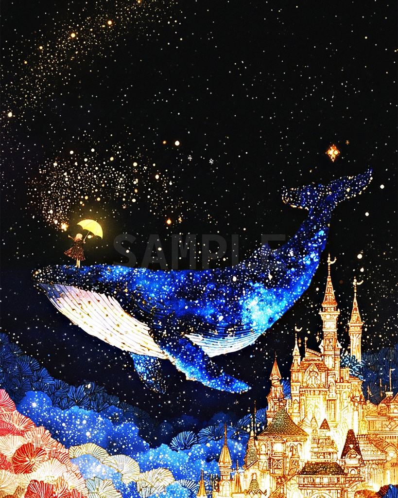願いを運ぶ星のクジラ│キャンバスアート