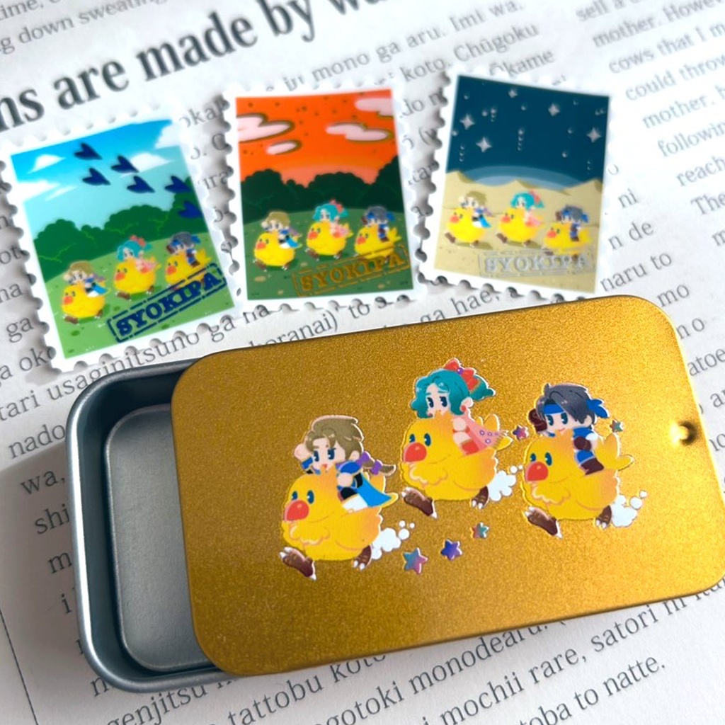 [NEW]缶ケース＆切手風シールセット