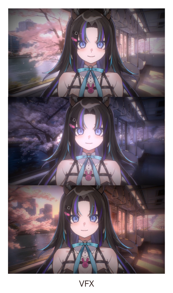 【Vtuber - 動く配信背景】桜列車|VFX|Shoostフィルタープリセット