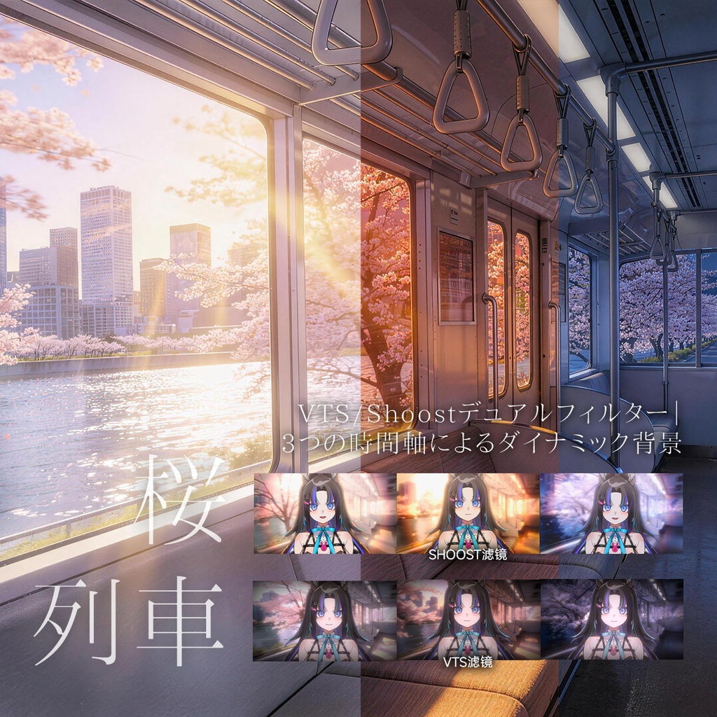 【Vtuber - 動く配信背景】桜列車|VFX|Shoostフィルタープリセット