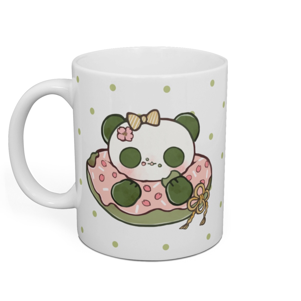 桜ドーナツと抹茶パンダのマグカップ
