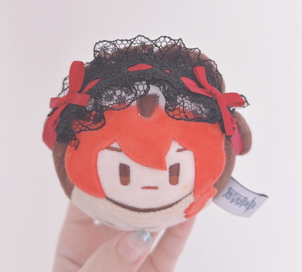 ぬい用ヘッドドレス黒レース赤リボン