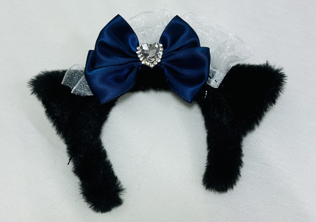 黒猫カチューシャ（青）