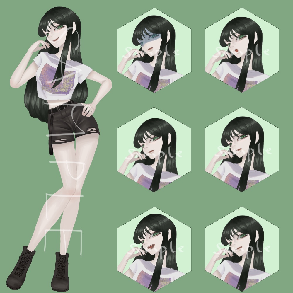 女性立ち絵+表情差分6種類