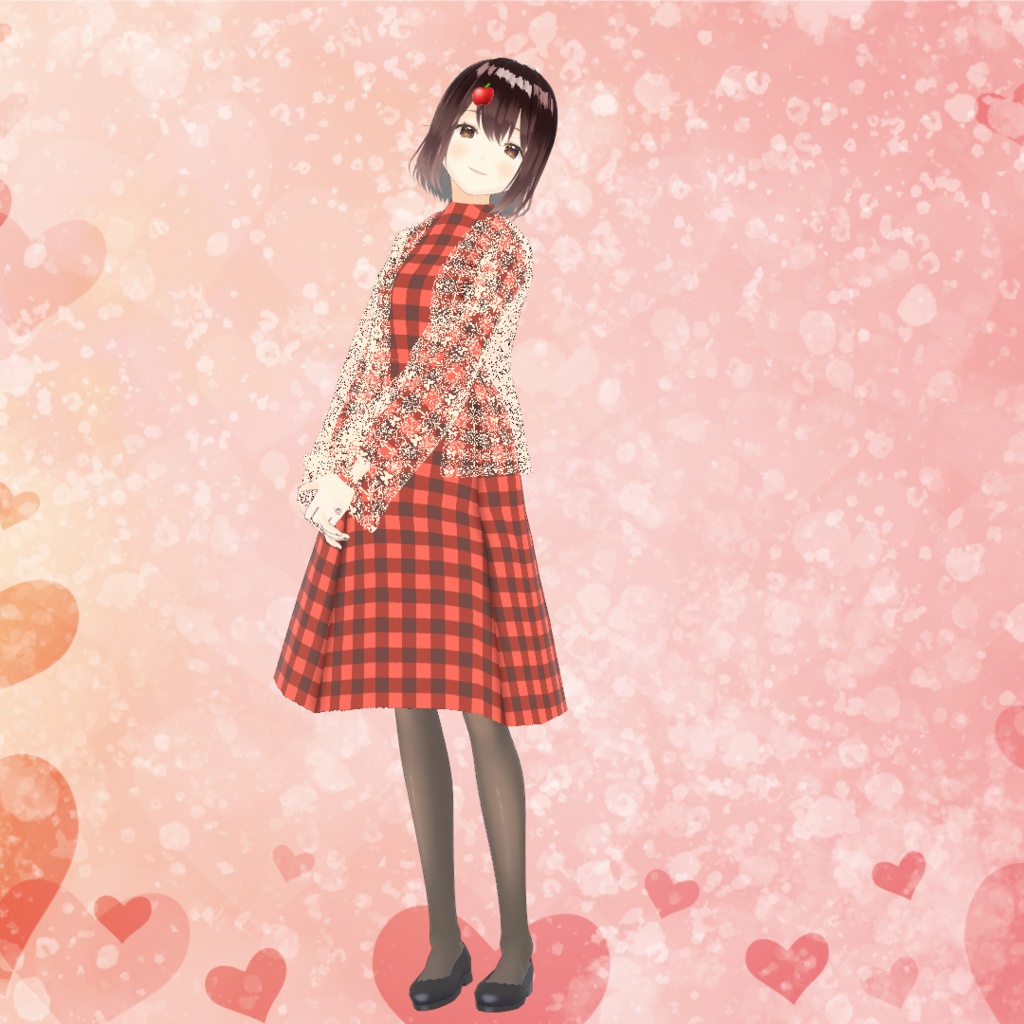 バレンタインチェックワンピース