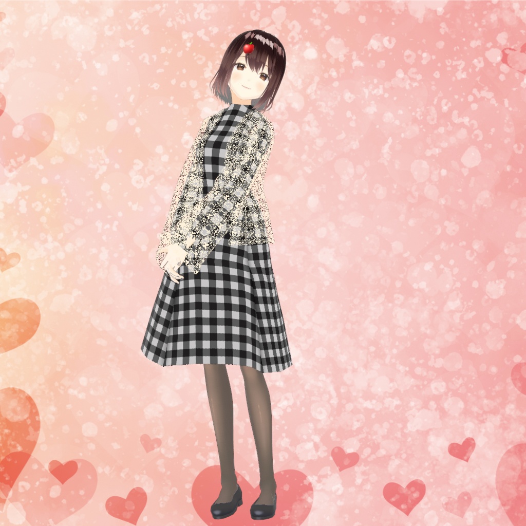 バレンタインチェックワンピース