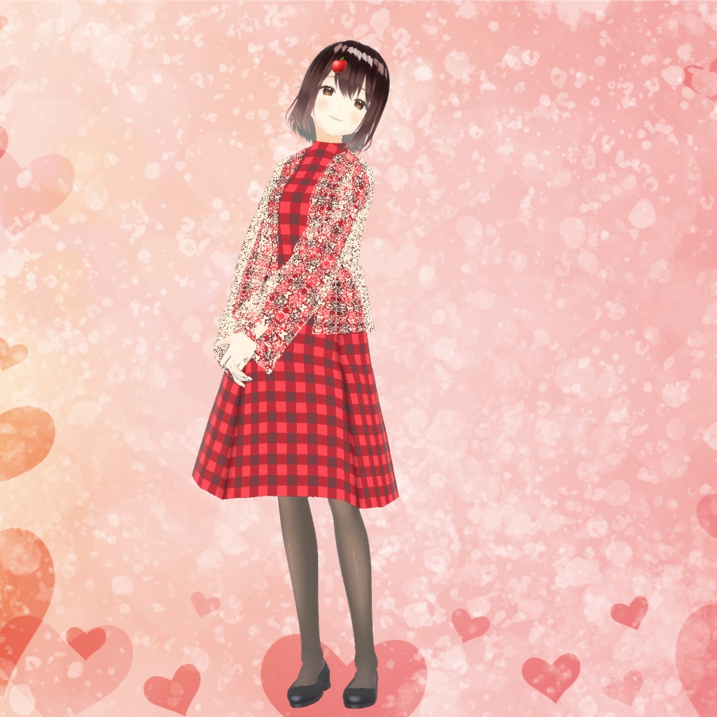 バレンタインチェックワンピース