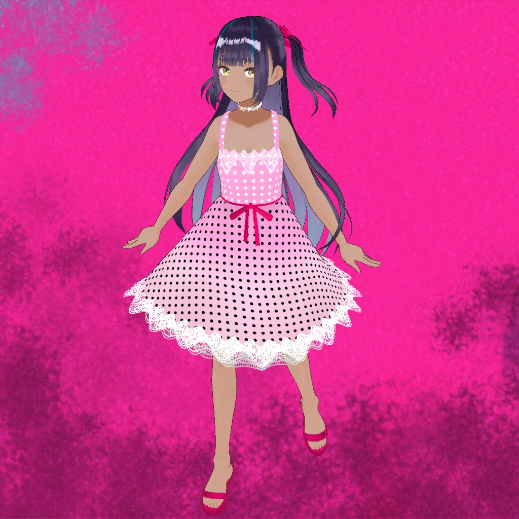 レースフリルの水玉ワンピース