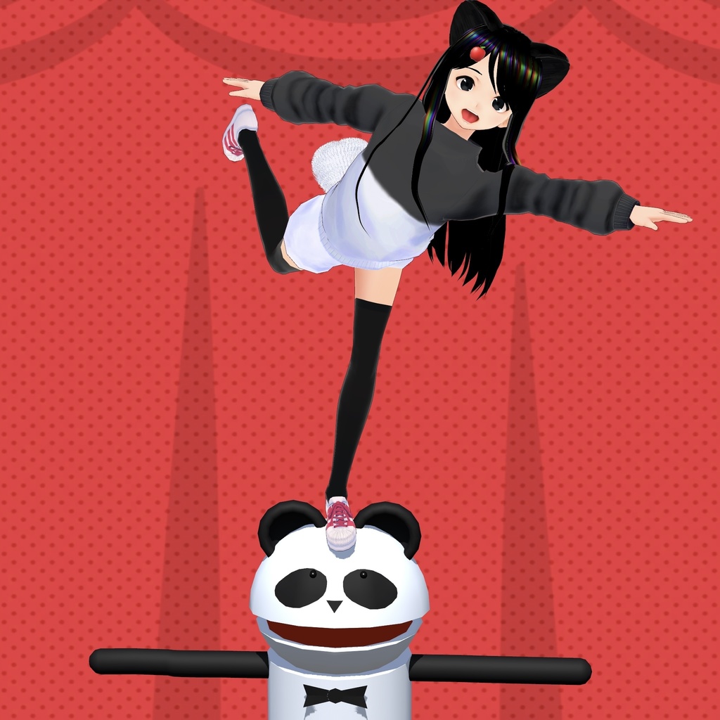 パンダは尾も白いセット White tail giant panda