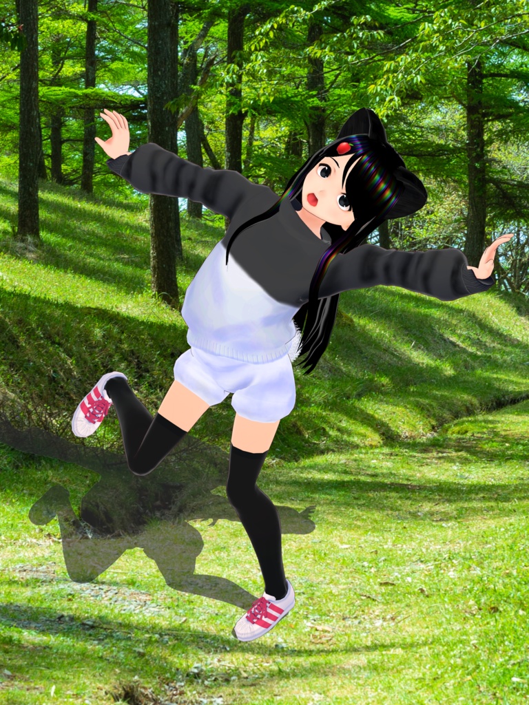 パンダは尾も白いセット White tail giant panda