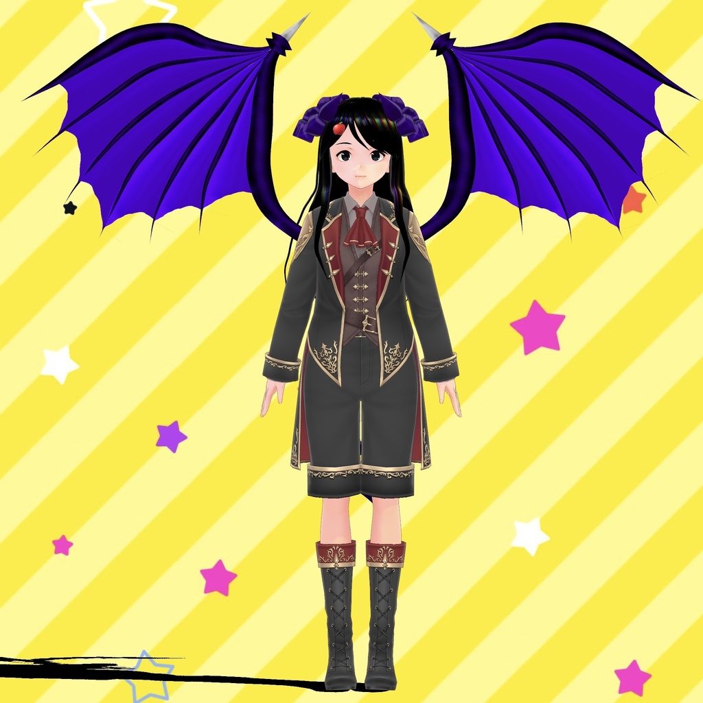 悪魔の羽根・角・しっぽセット Daemon’s wings, horns, and tail