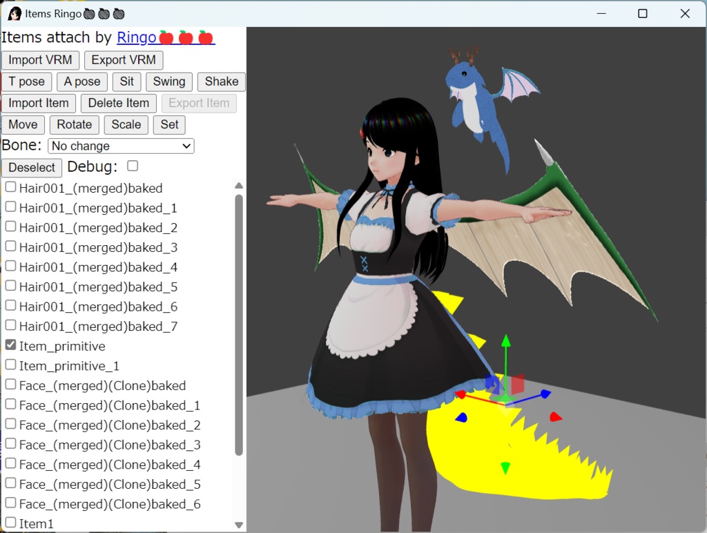 暫定版 髪型アイテム取り付けWindowsアプリ (Items)