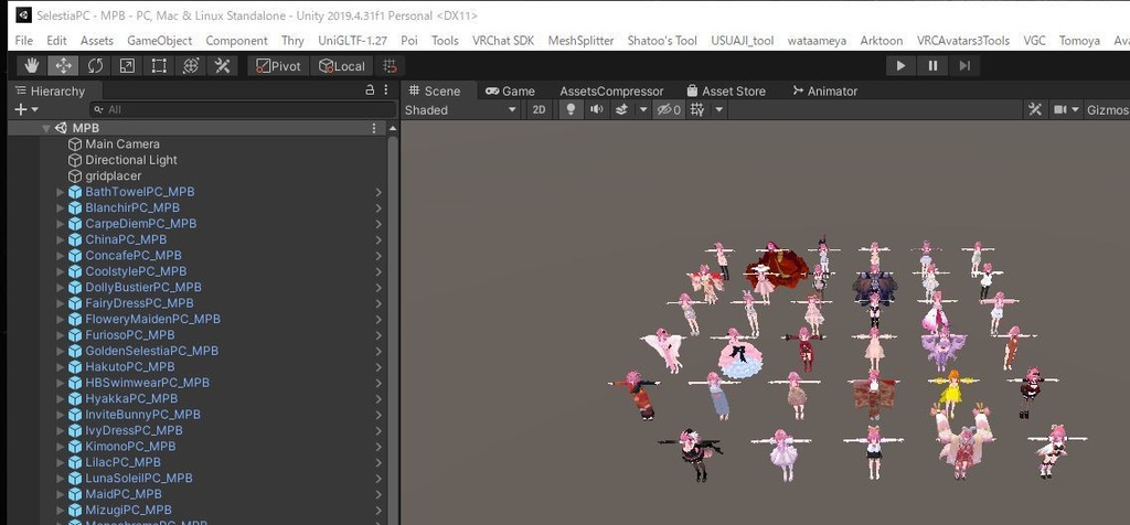 【無料】アバターとかを碁盤目状に並べるやつ Grid Placer 【Unityエディタ拡張】