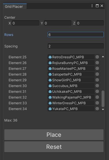 【無料】アバターとかを碁盤目状に並べるやつ Grid Placer 【Unityエディタ拡張】