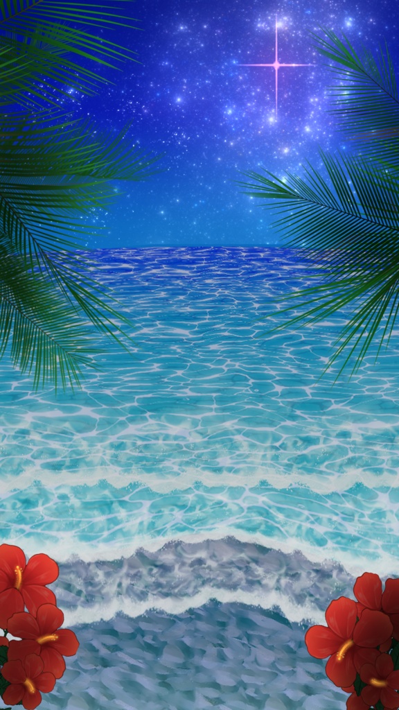 バカンス風景昼夕夜　縦画面