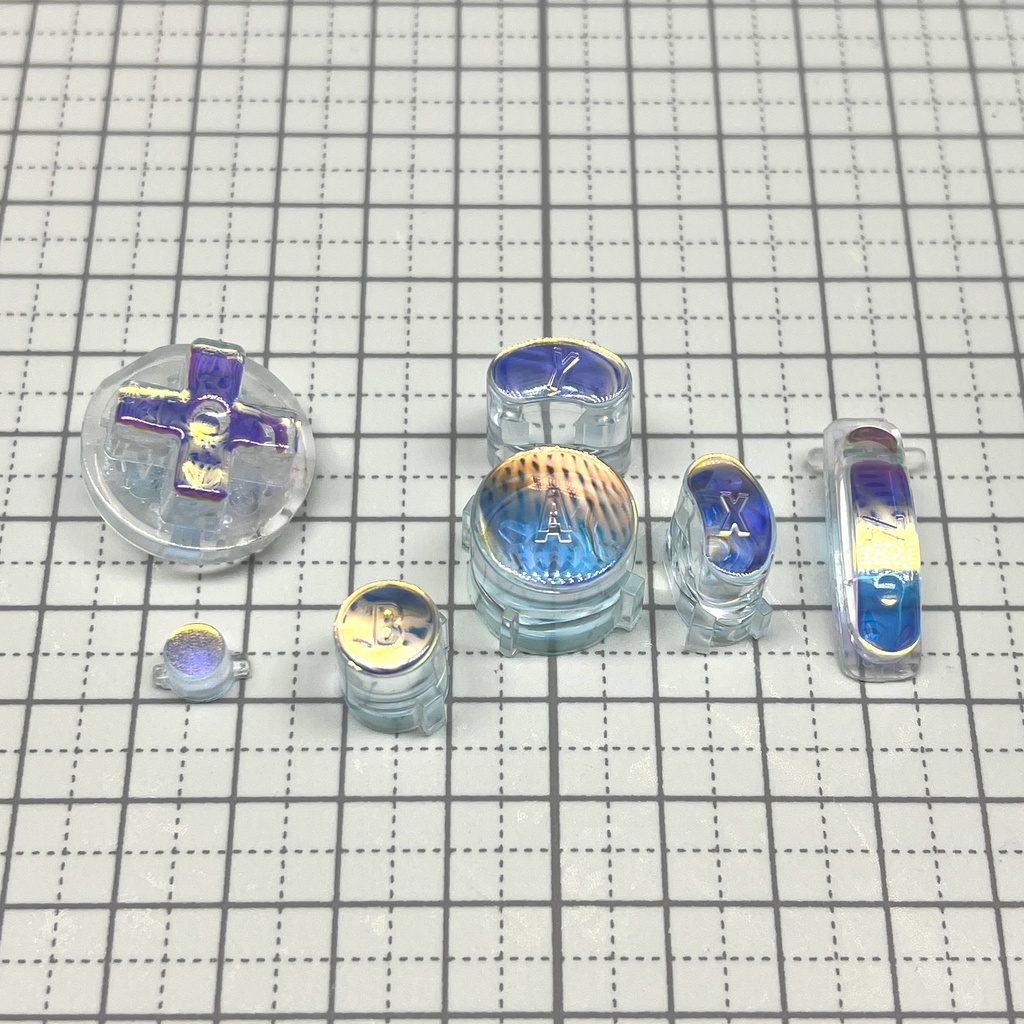 GCコンカスタムボタン 『ABXY, start, Z, D-pad』ブルーオーロラ