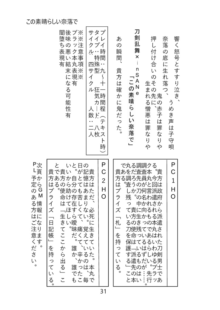 悪意燦燦脚本集